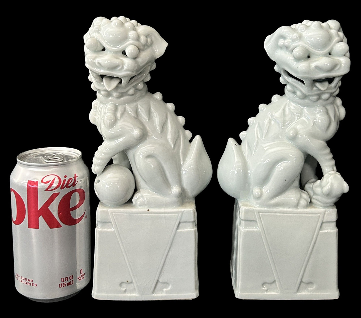 250219-34 Pair Blanc De Chine Foo Dogs, 9.5"H