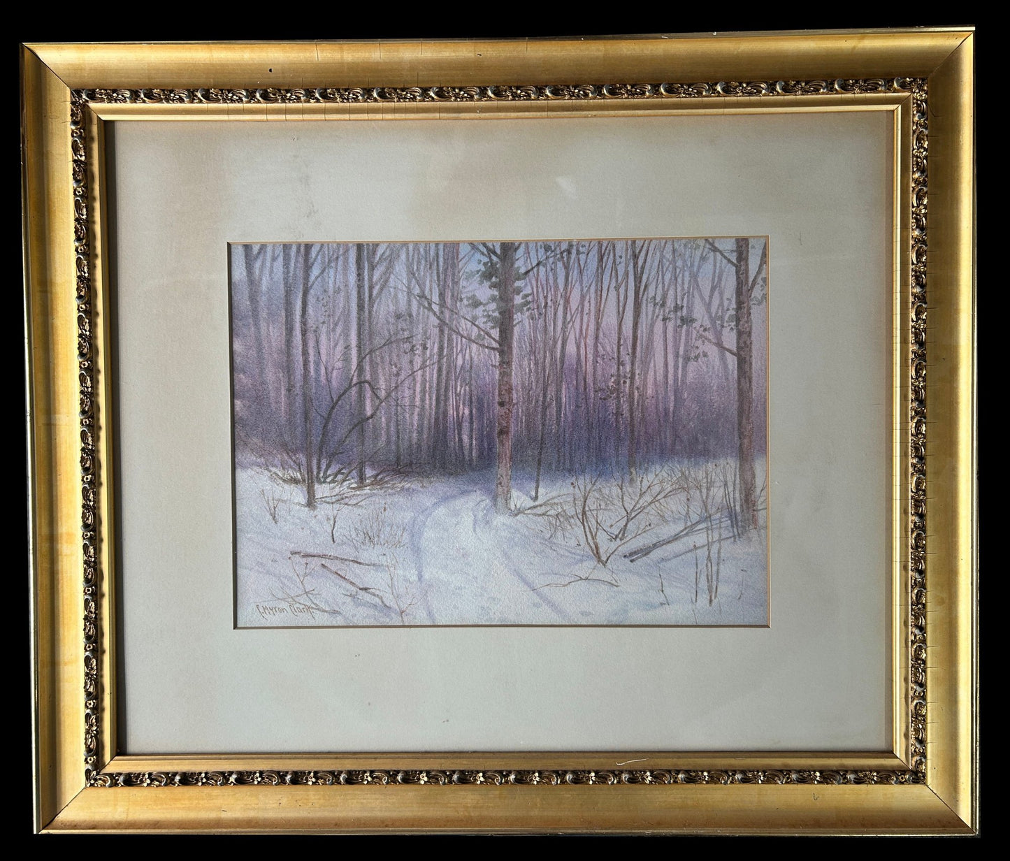 250806-38 Antique OOC C. Myron Clark Winter Scene