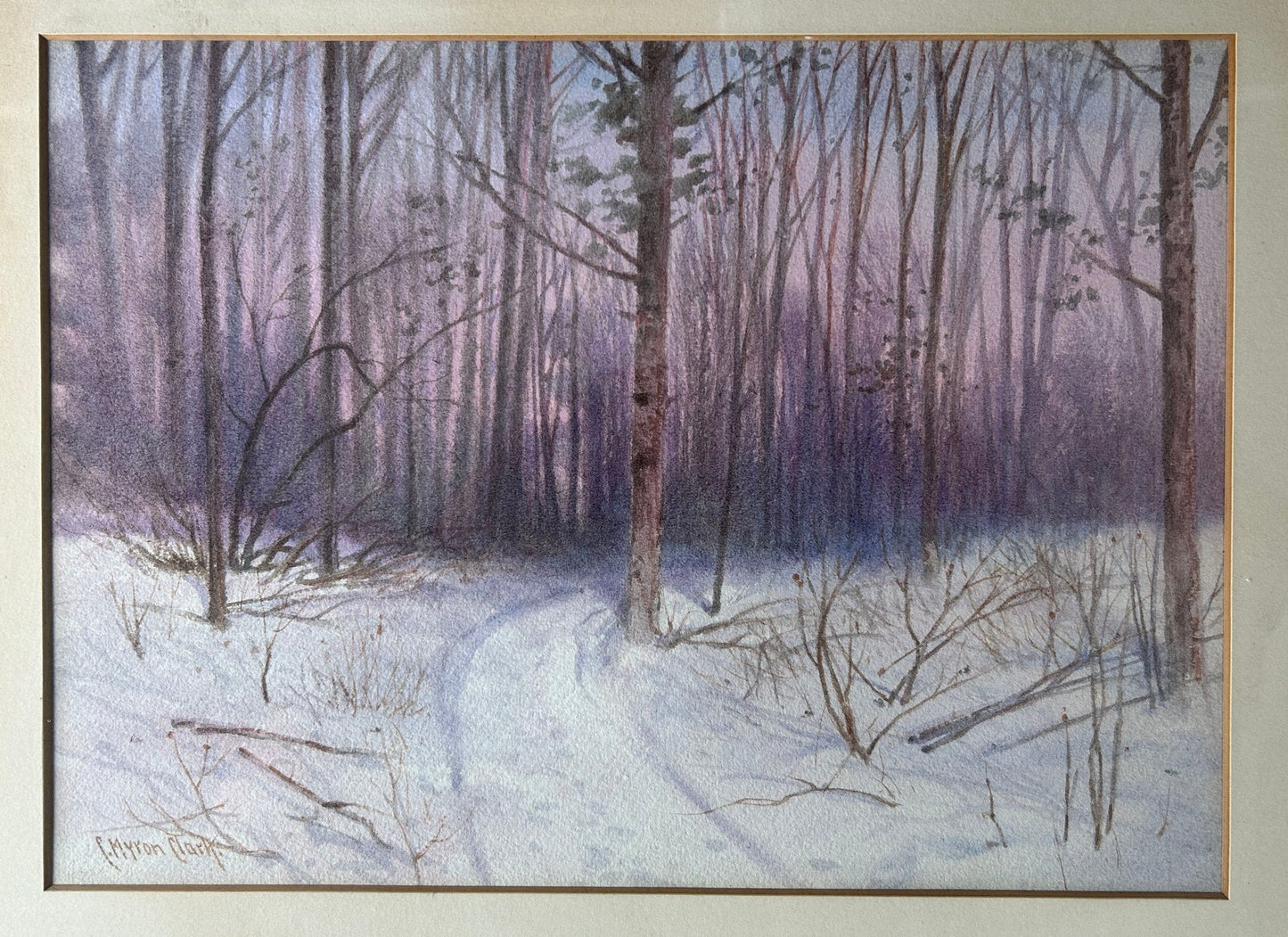 250806-38 Antique OOC C. Myron Clark Winter Scene