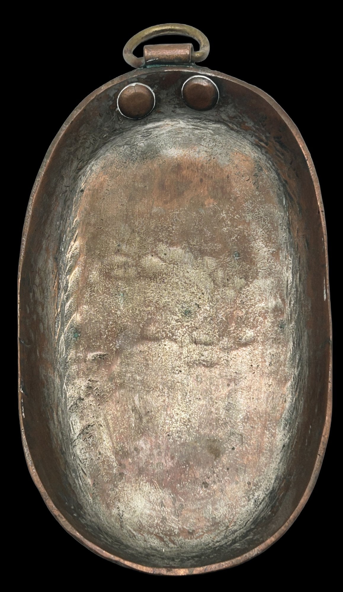 250806-40 Heavy Oval Hammered Copper Casserole, 5.25" x 10.5"L