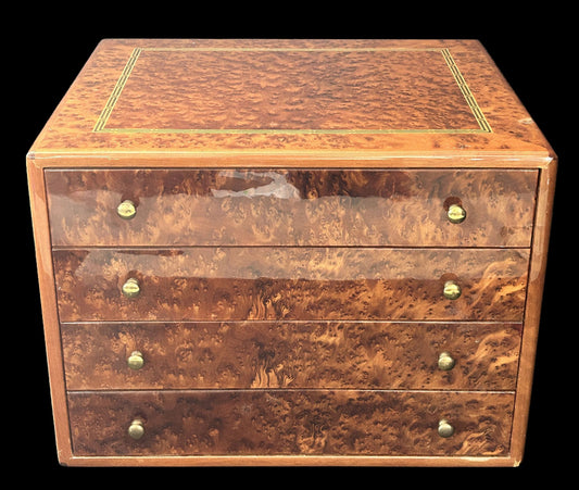 250305-1 Dunhill 4-Drawer Elm Burl Wood Humidor