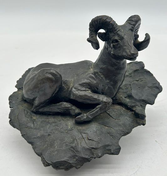 250305-2 1974 Bronzed Big Horn Sheep Sculpture by Gary N Herbert