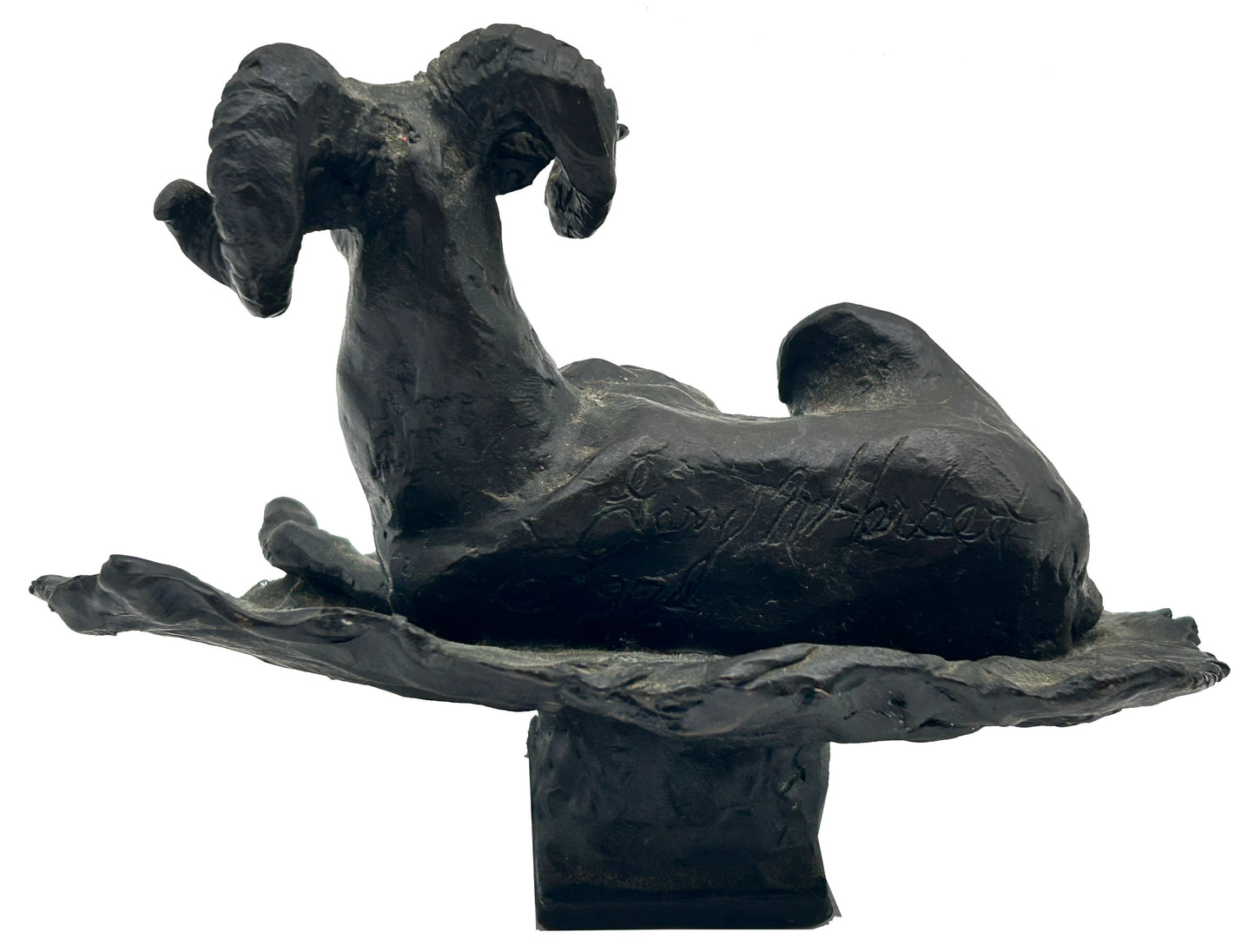 250305-2 1974 Bronzed Big Horn Sheep Sculpture by Gary N Herbert
