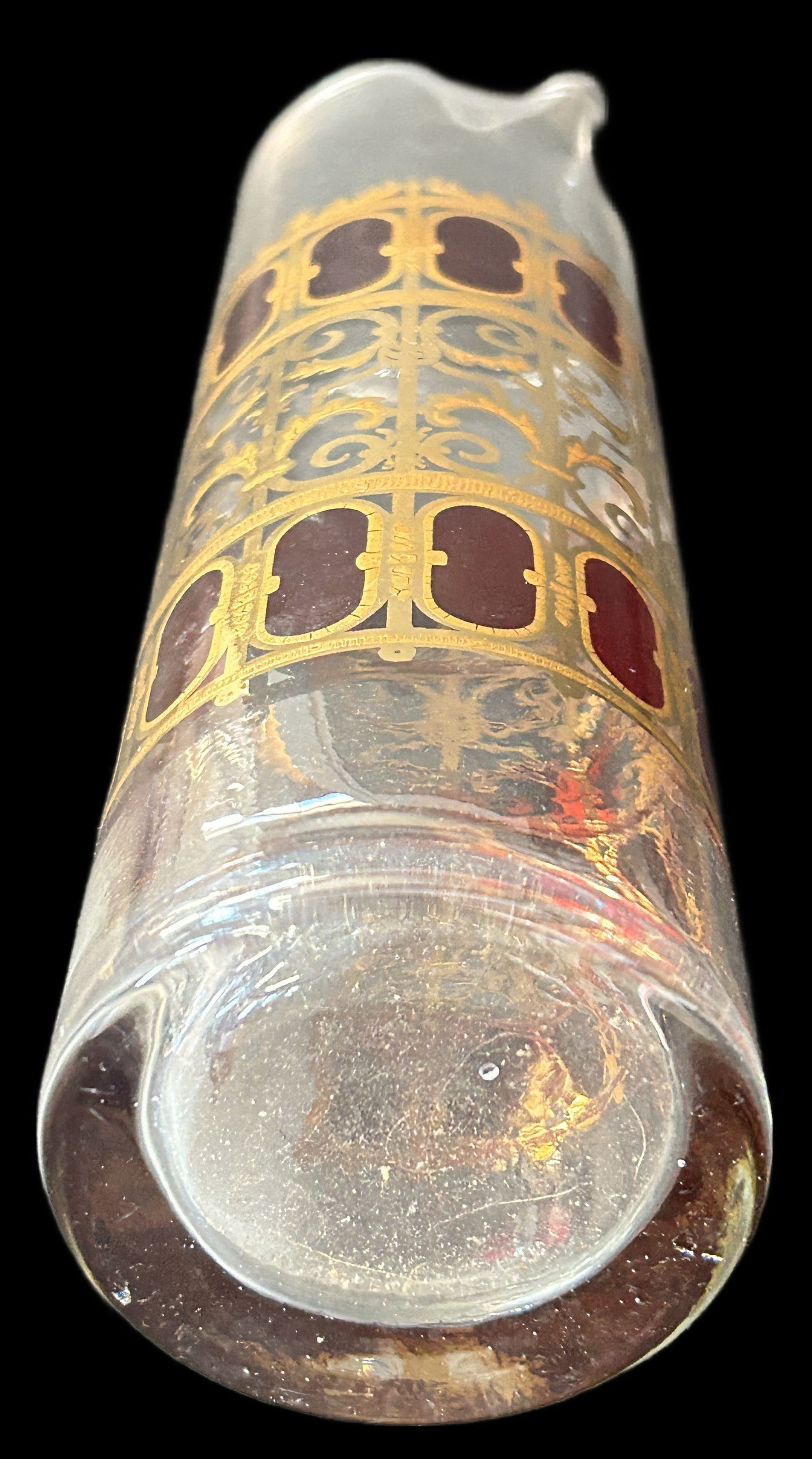 250305-3 MCM Culver Cranberry Scroll Martini Pitcher