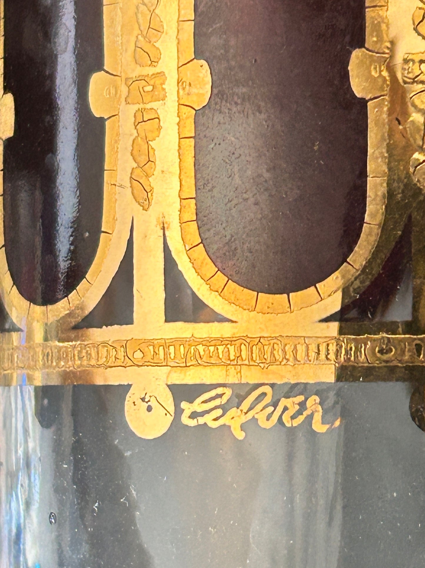 250305-3 MCM Culver Cranberry Scroll Martini Pitcher