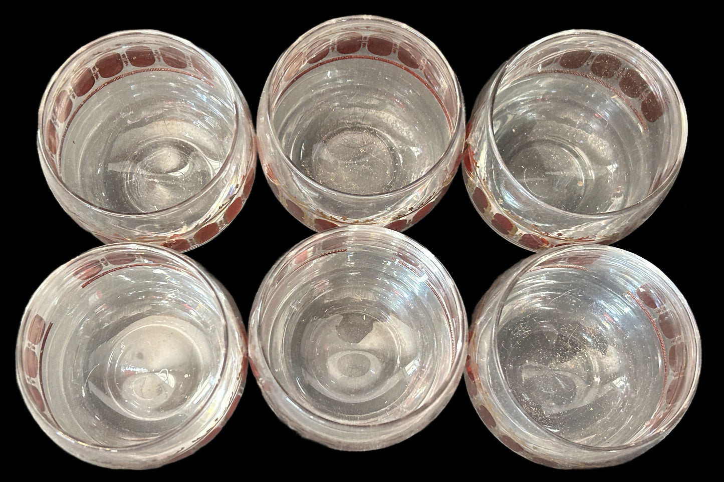 250305-5 6-Pcs MCM Culver cranberry Scroll Roly-Poly Lowball G