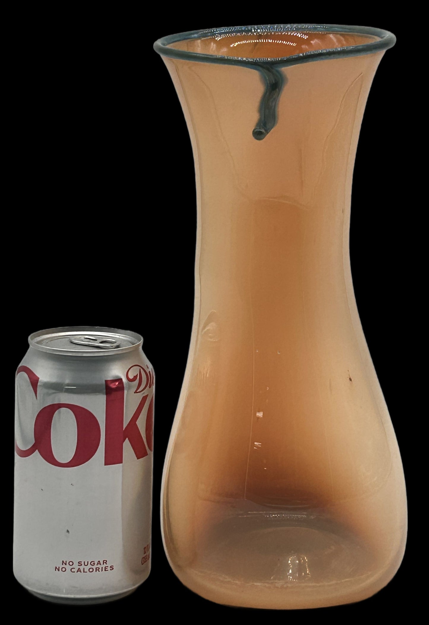 250305-7 Hand Blown artist Signed Peach Vase