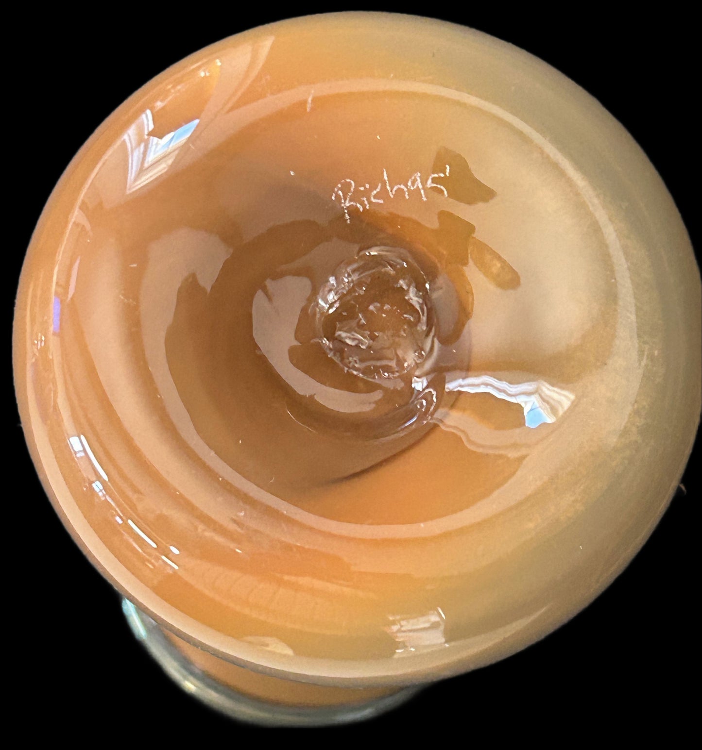 250305-7 Hand Blown artist Signed Peach Vase