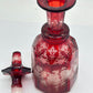 251210-4 Antique Faceted Decanter Ruby-Cut-To-Clear