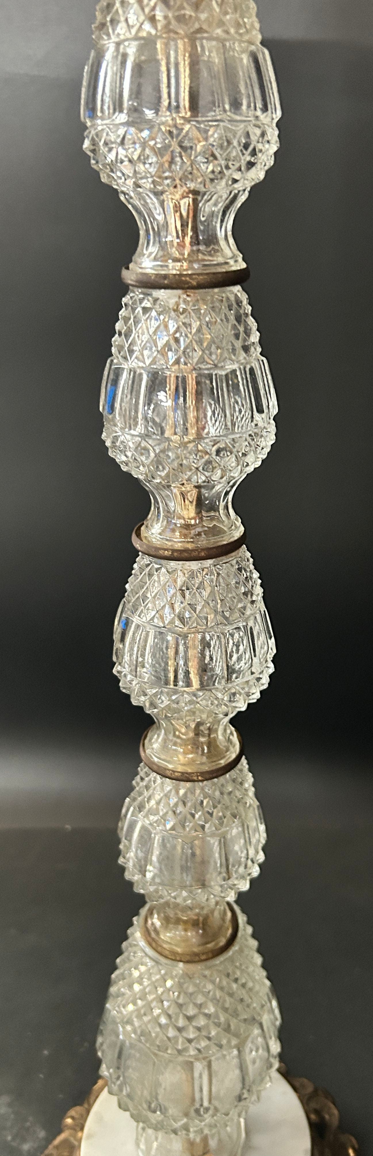 250611-7 Vintage Crystal & Brass Floor Ashtray