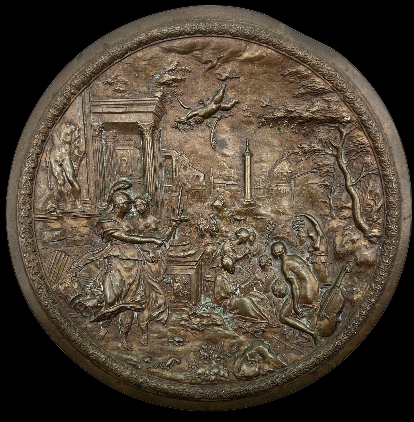 250611-10 Solid Bronze Plaque of Mythological Scene