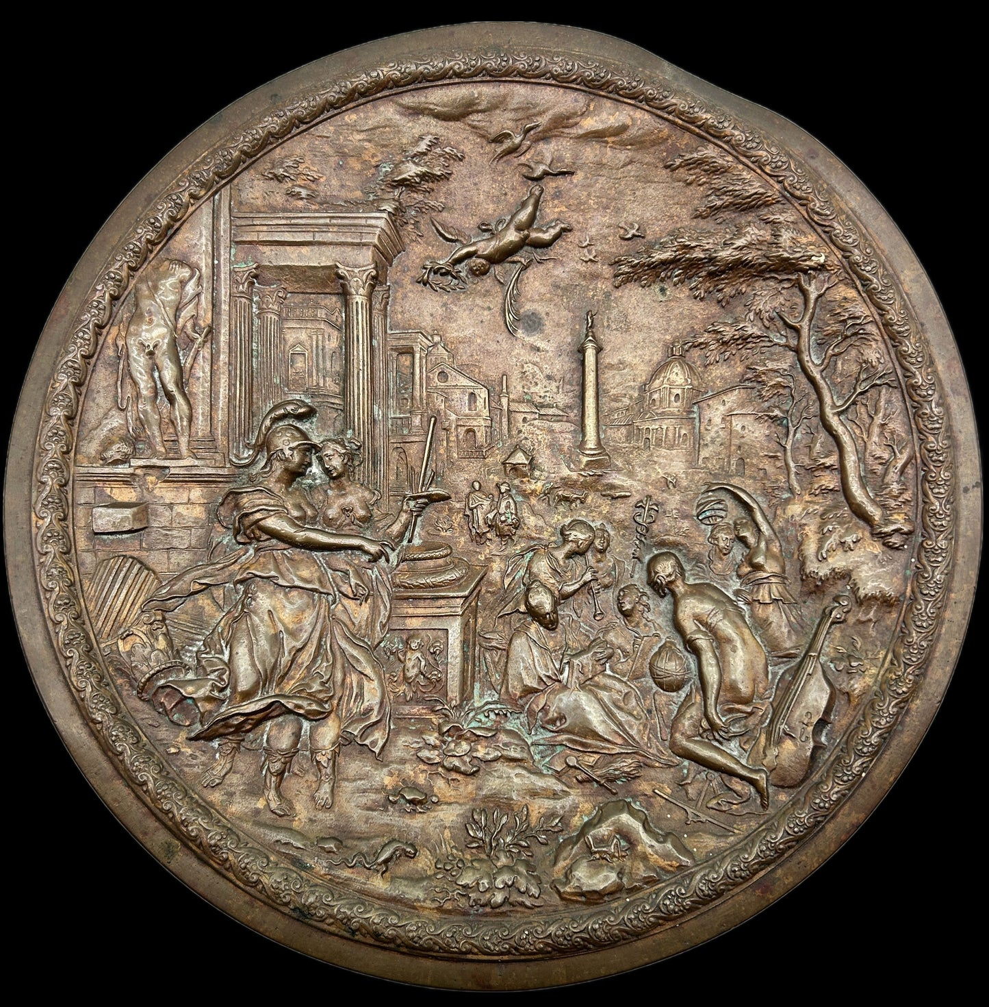 250611-10 Solid Bronze Plaque of Mythological Scene