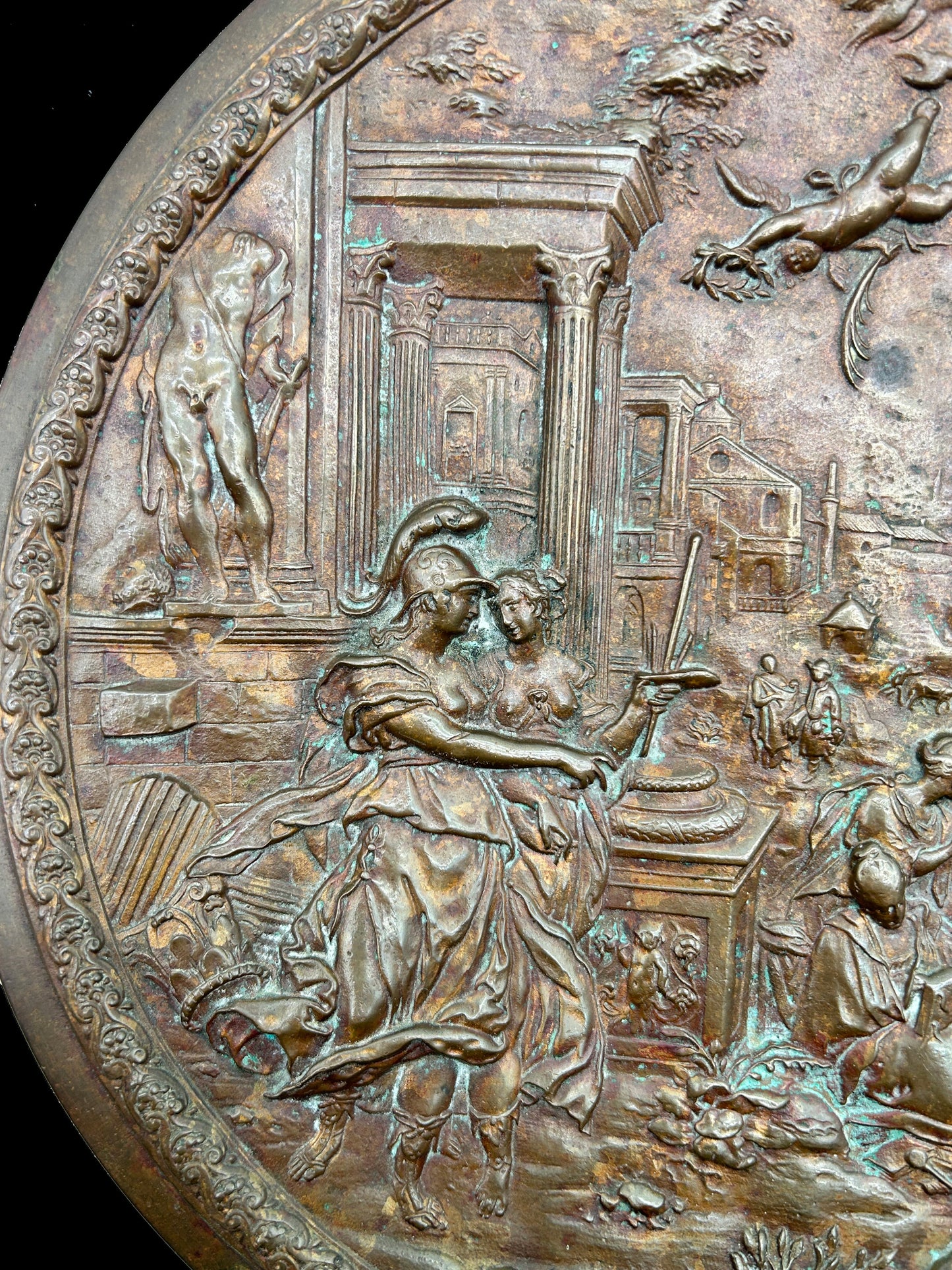 250611-10 Solid Bronze Plaque of Mythological Scene