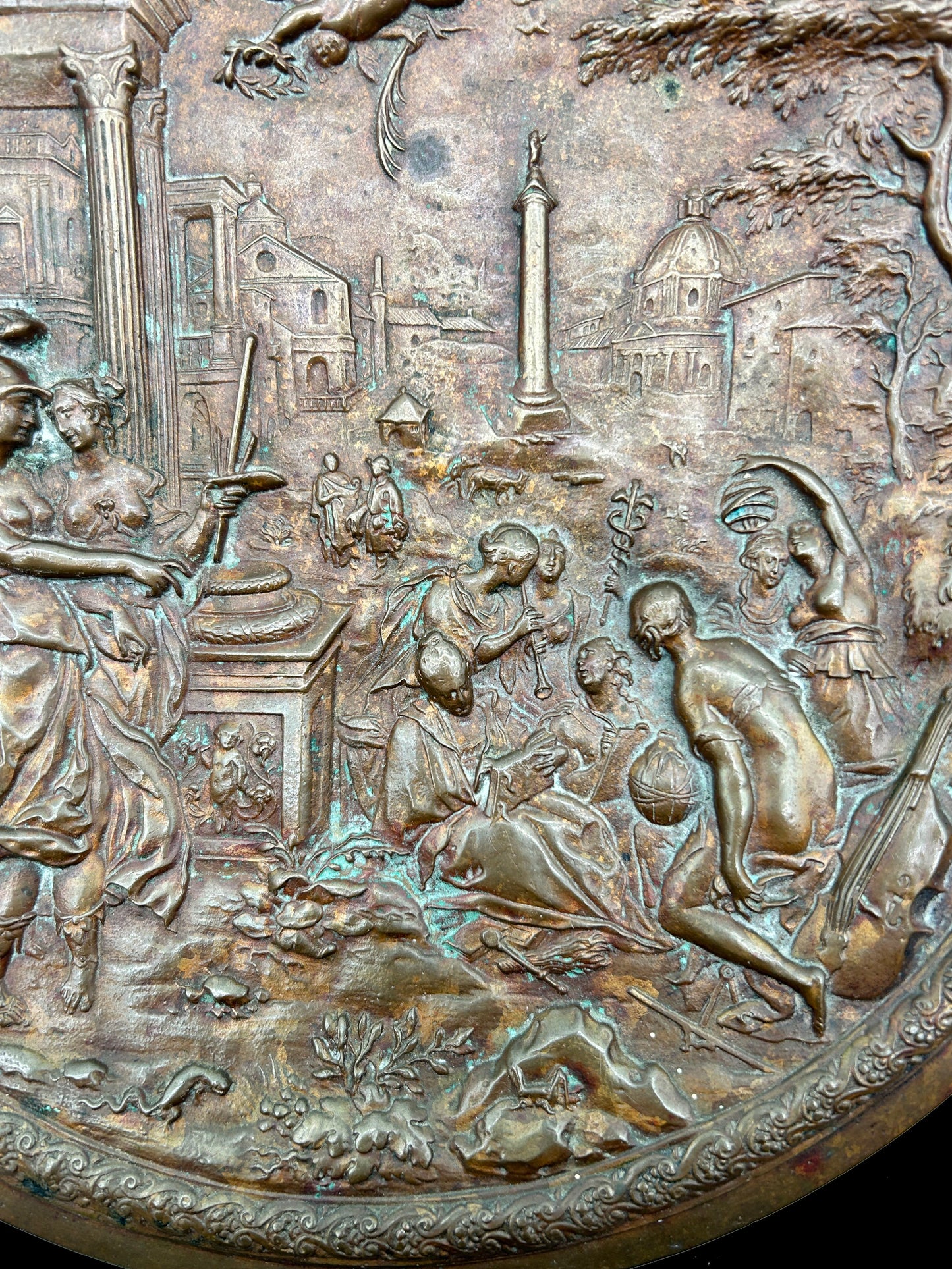 250611-10 Solid Bronze Plaque of Mythological Scene