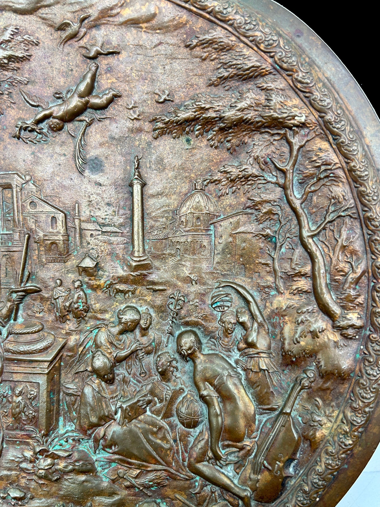 250611-10 Solid Bronze Plaque of Mythological Scene