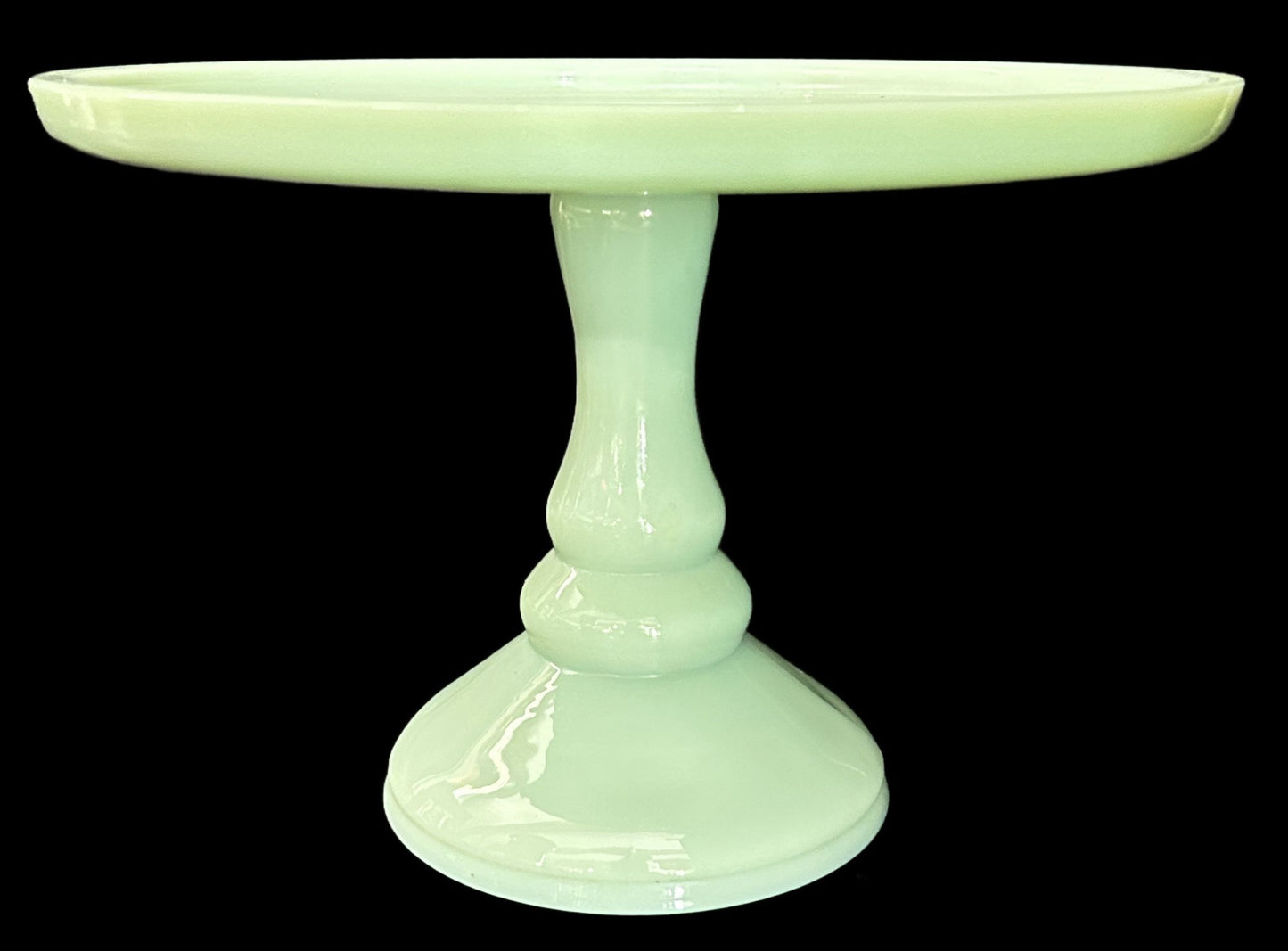 260708-10 Jadeite Glass Pedestal Cake Plate