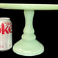 260708-10 Jadeite Glass Pedestal Cake Plate