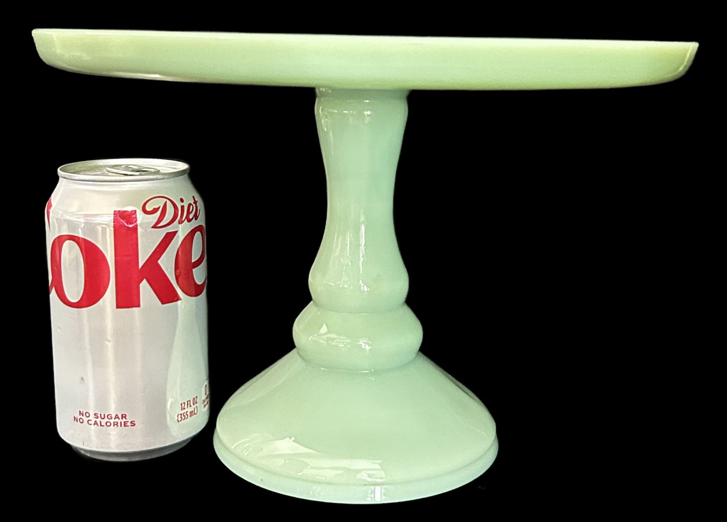 260708-10 Jadeite Glass Pedestal Cake Plate