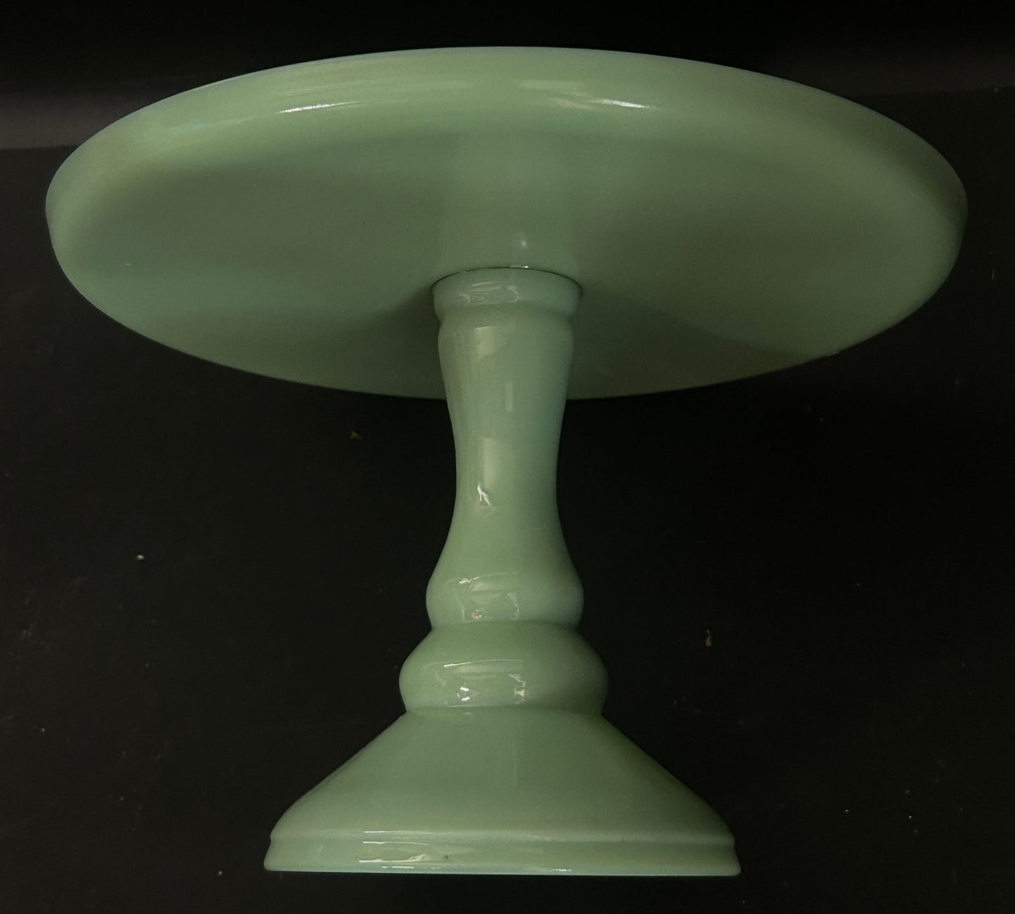 260708-10 Jadeite Glass Pedestal Cake Plate