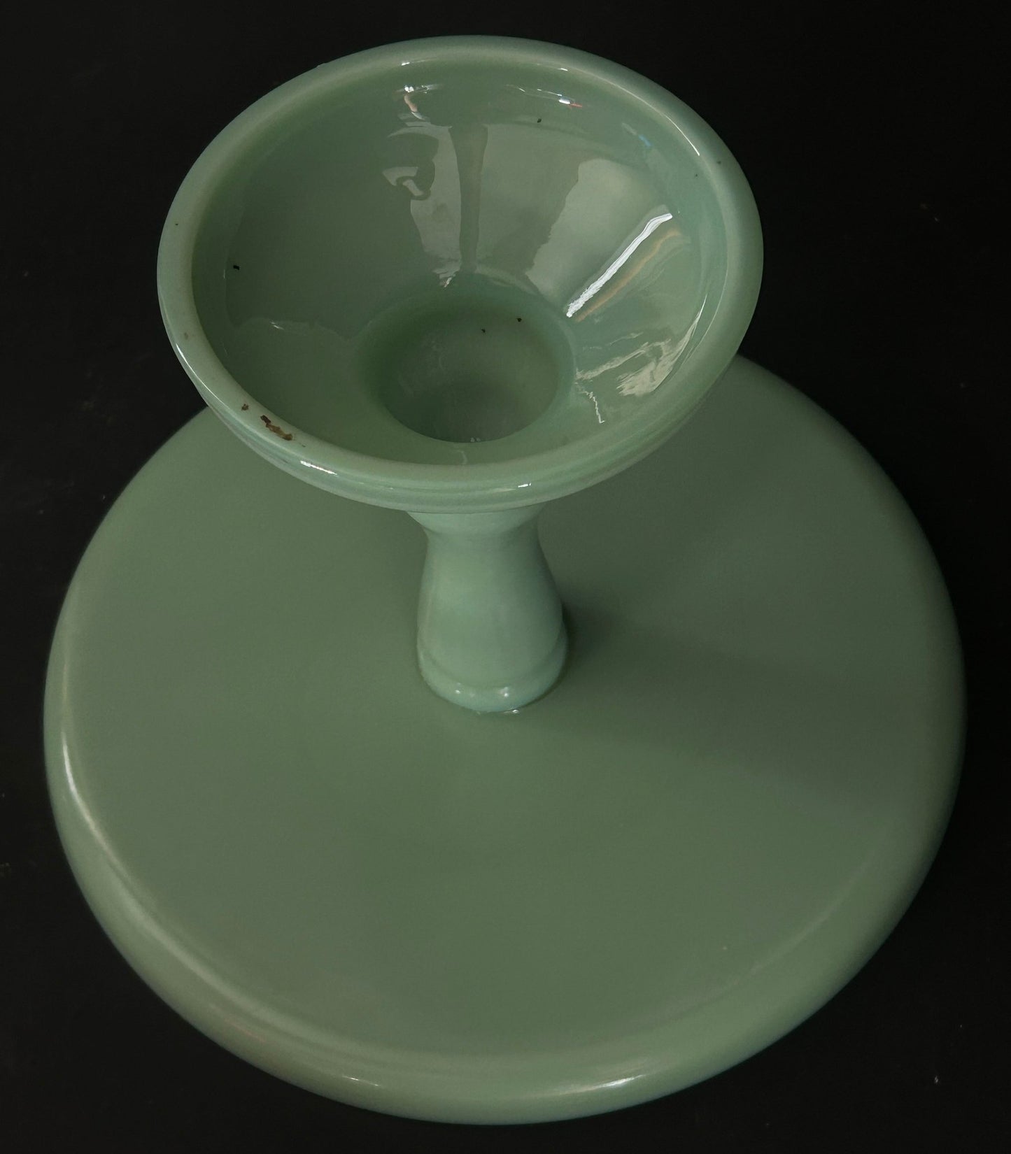 260708-10 Jadeite Glass Pedestal Cake Plate
