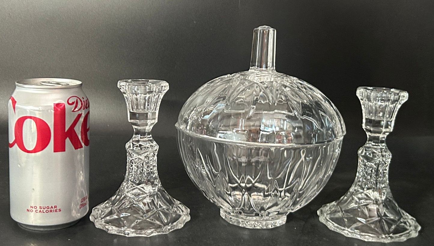 251210-12B Lead Glass Covered Candy Dish