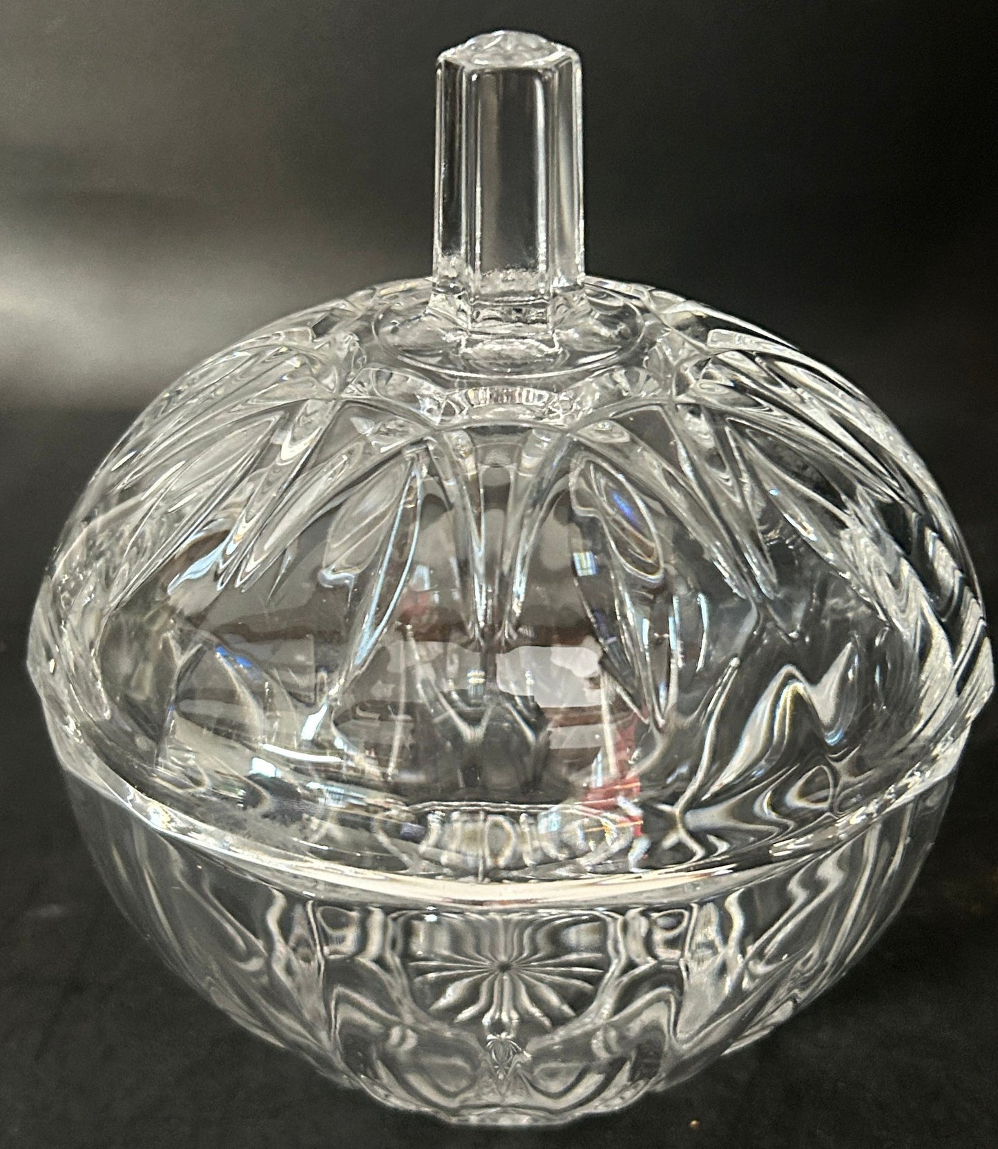 251210-12B Lead Glass Covered Candy Dish