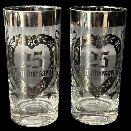 251210-14 Pair 25th Anniversary Hi-Ball Glasses