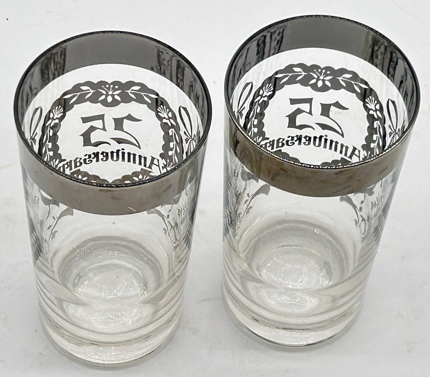 251210-14 Pair 25th Anniversary Hi-Ball Glasses