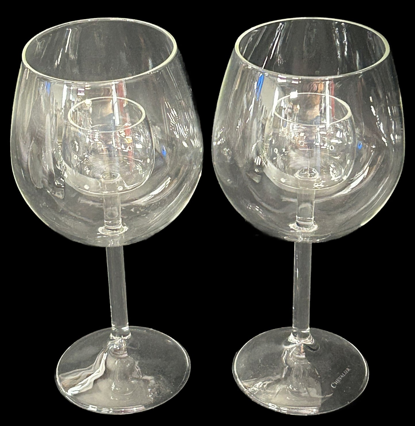 251210-15 Pair Chevalier Aerating Shark Red Wine Goblets