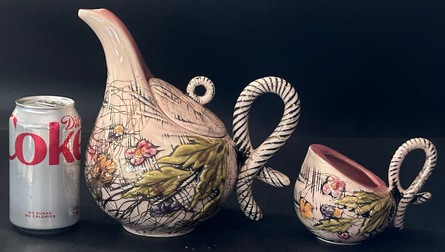 251210-17 MCM Hull Pink Blossom Flite Teapot & Creamer