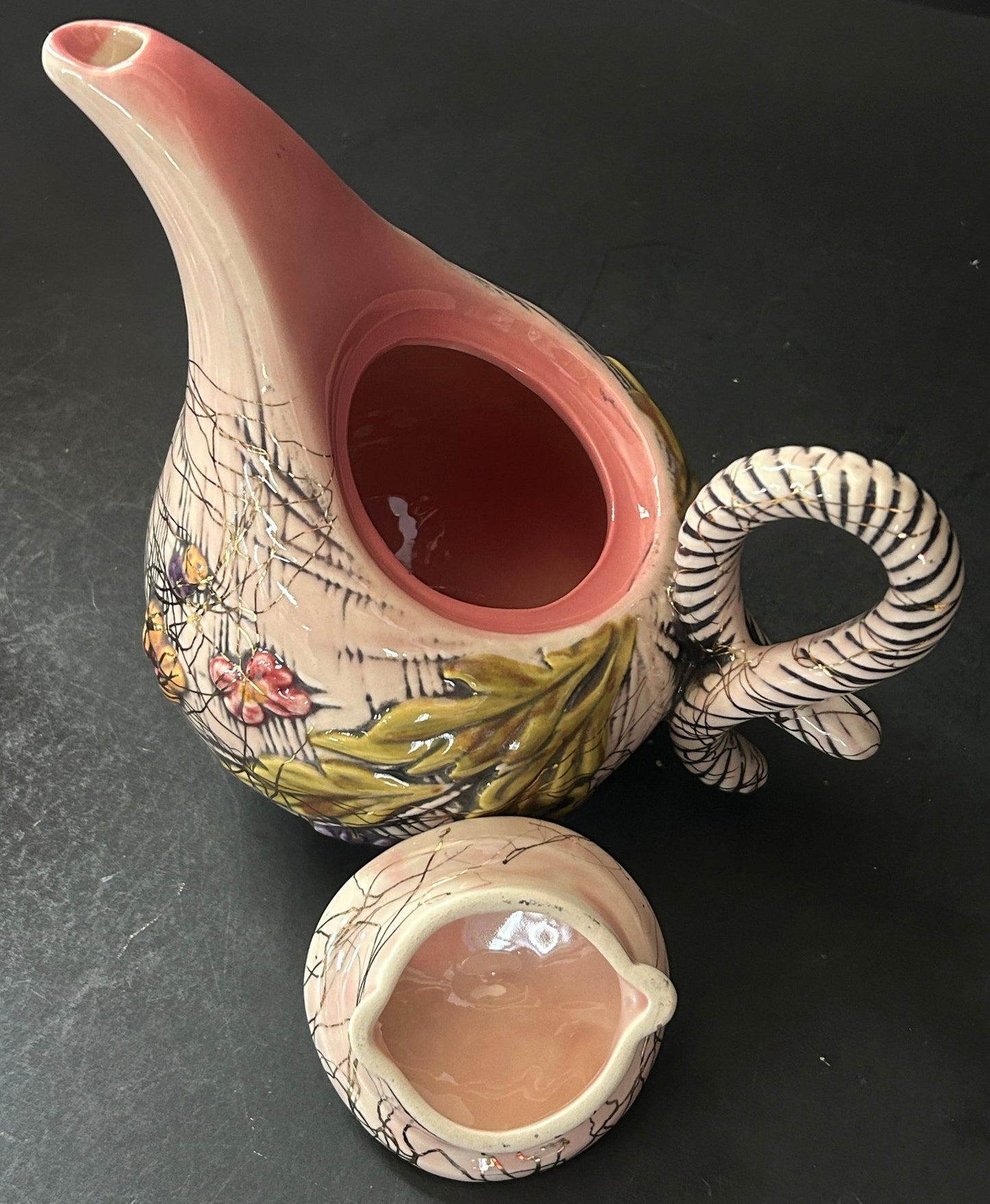 251210-17 MCM Hull Pink Blossom Flite Teapot & Creamer