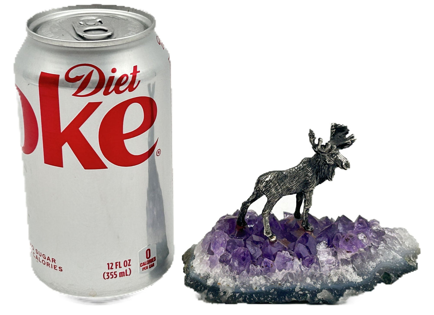 Pewter Moose on Amethyst Geode Plinth