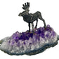 Pewter Moose on Amethyst Geode Plinth