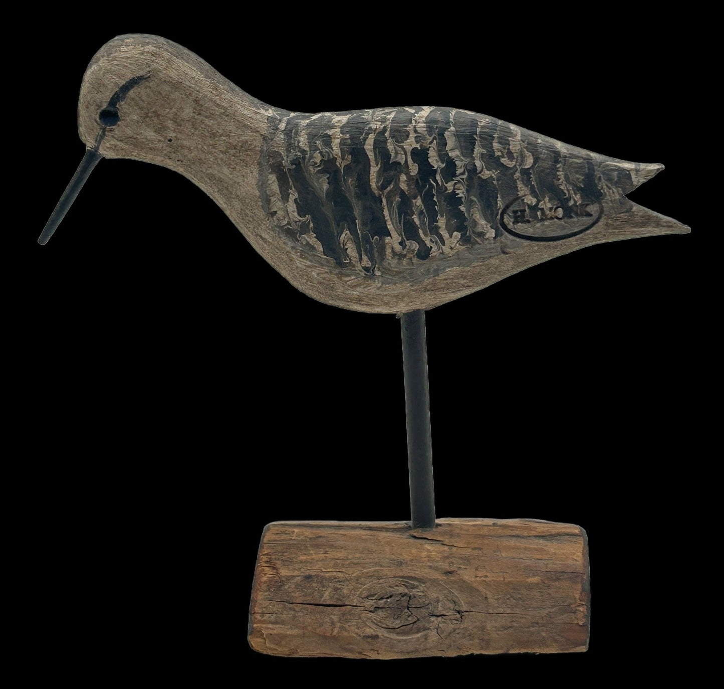 260408-9 Signed Harry Monk Carved Shore Bird