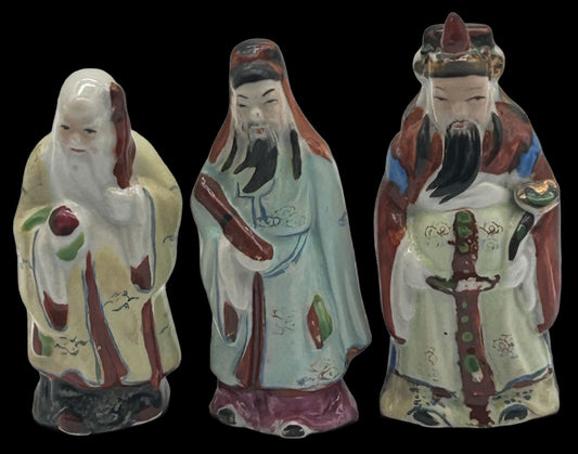 251210-30 3-Pcs  Chinese Sanxing Stellar God Figurines, 4.25"H