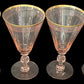 260708-24 Set of 4 Pink & Gold Depression Glass Goblets