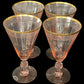 260708-24 Set of 4 Pink & Gold Depression Glass Goblets