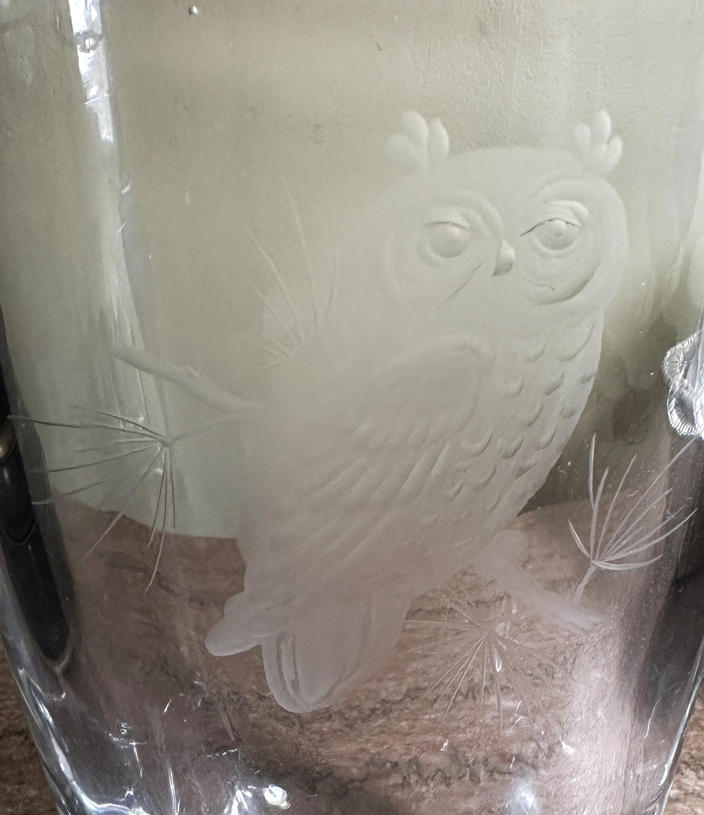 251009-9 Steuben Master Peter Schelling Engraved Vase With Owl