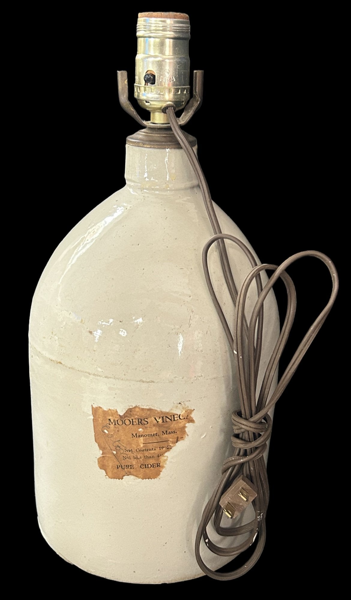 260408-16 One Gallon Salt Glazed Jug Converted Lamp