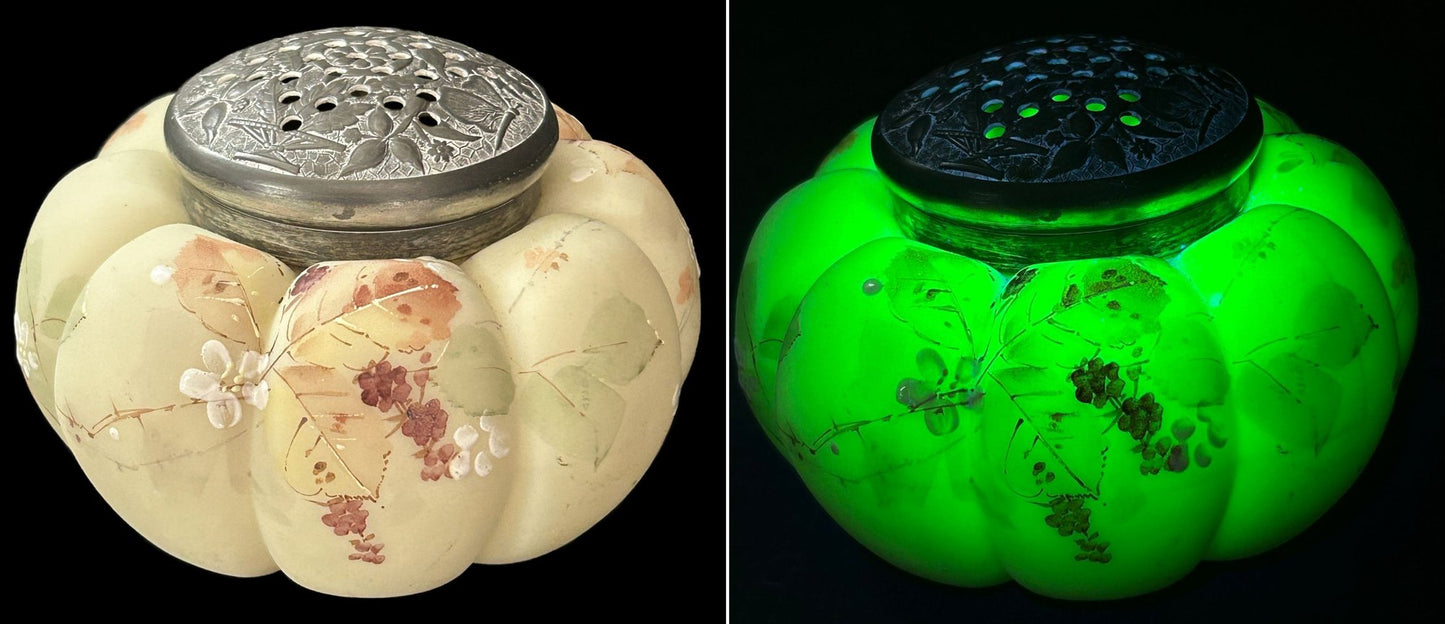 260408-21 Mt Washington Uranium Satin Custard Glass Sugar Shaker