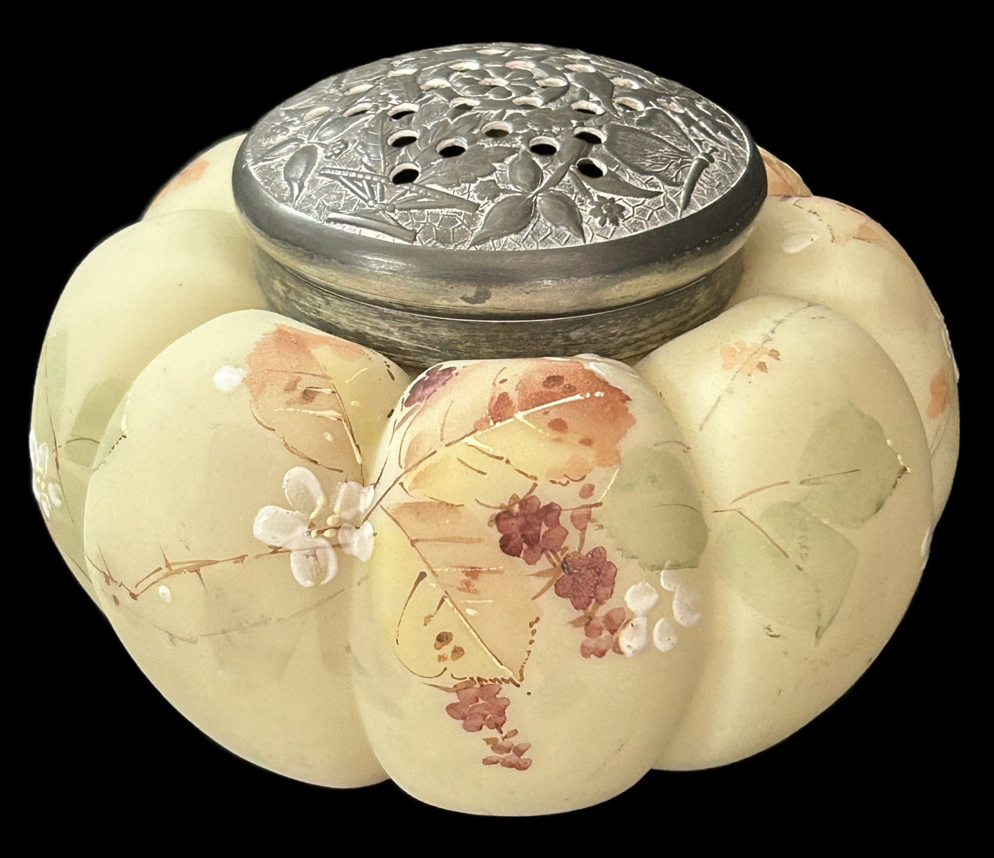 260408-21 Mt Washington Uranium Satin Custard Glass Sugar Shaker