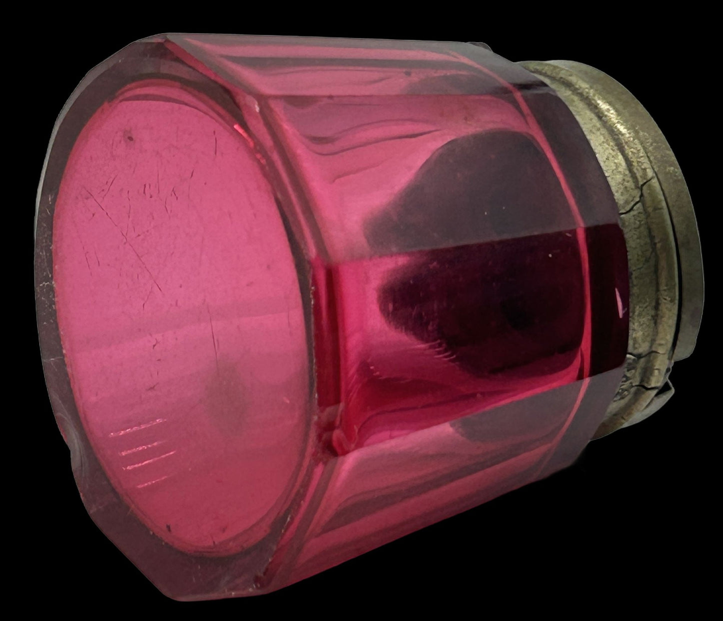 260408-22 Cranberry Glass Mustard Pot With EPNS Lid