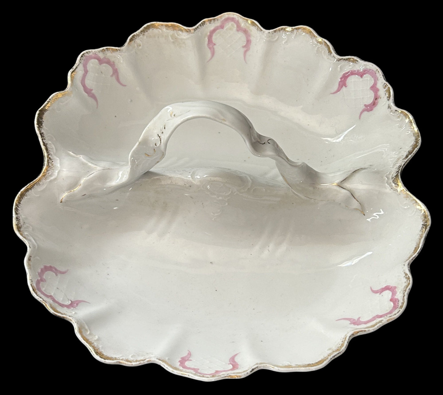 260408-24A Porcelain Scalloped Edge Divided Serving Bowl
