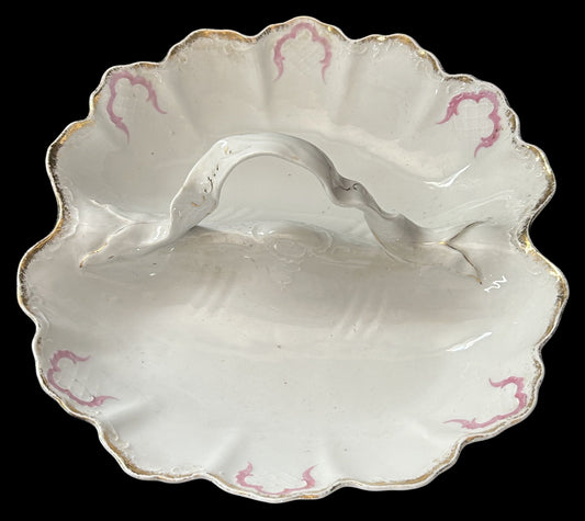 260408-24A Porcelain Scalloped Edge Divided Serving Bowl