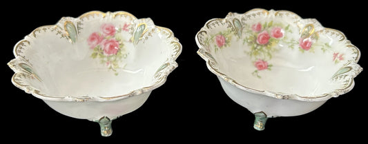 260408-24B Pair RS Prussia Tri-Footed Nut or Condiment Bowls