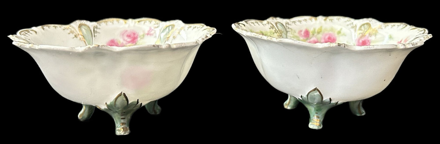 260408-24B Pair RS Prussia Tri-Footed Nut or Condiment Bowls