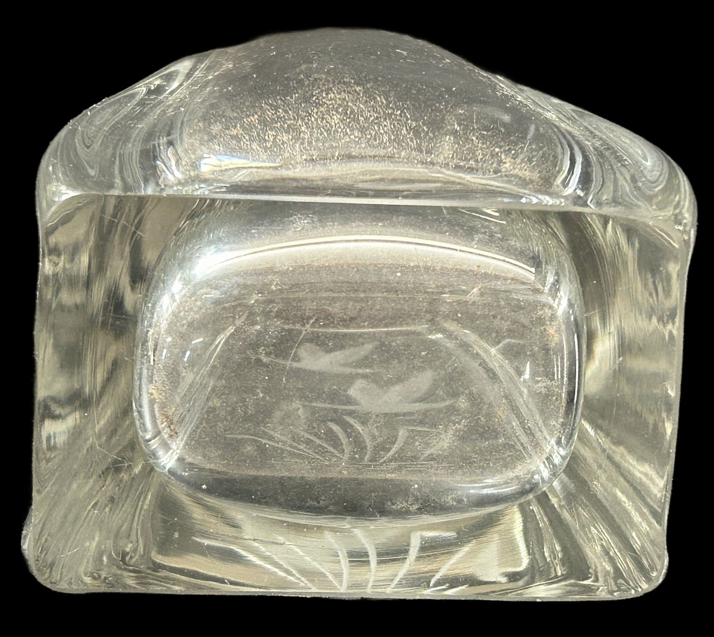 260408-25 Etched Lead Crystal Vase With Water Fowl