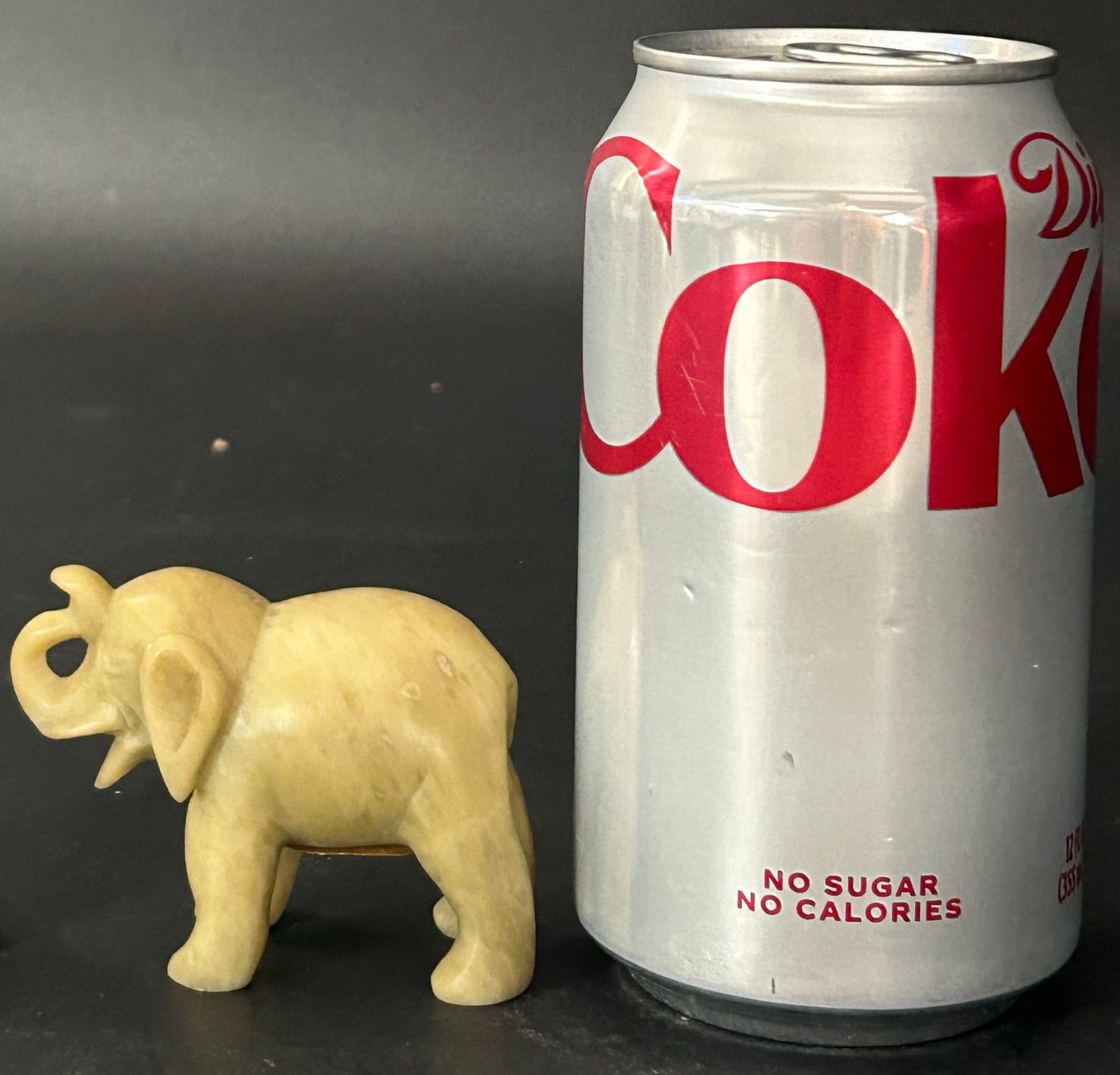 260107-3B Chinese Carved Soapstone Elephant With Raised Trunk