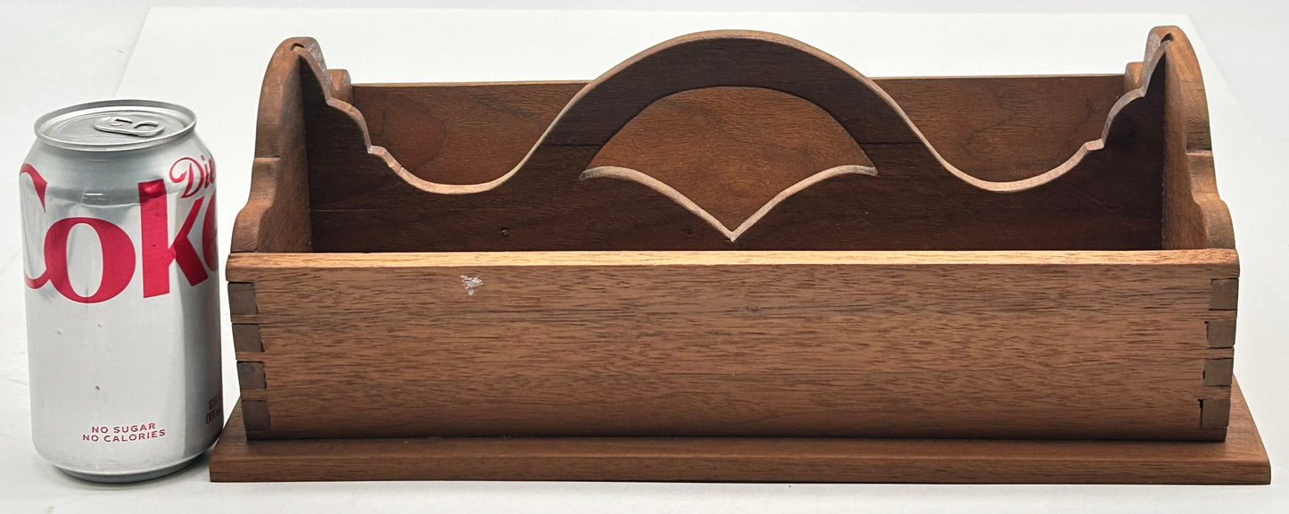 250326-8 Vintage Well Constructed Bench Made Primitive Style Utensil Caddy, 14" X 8.25" X 5"H