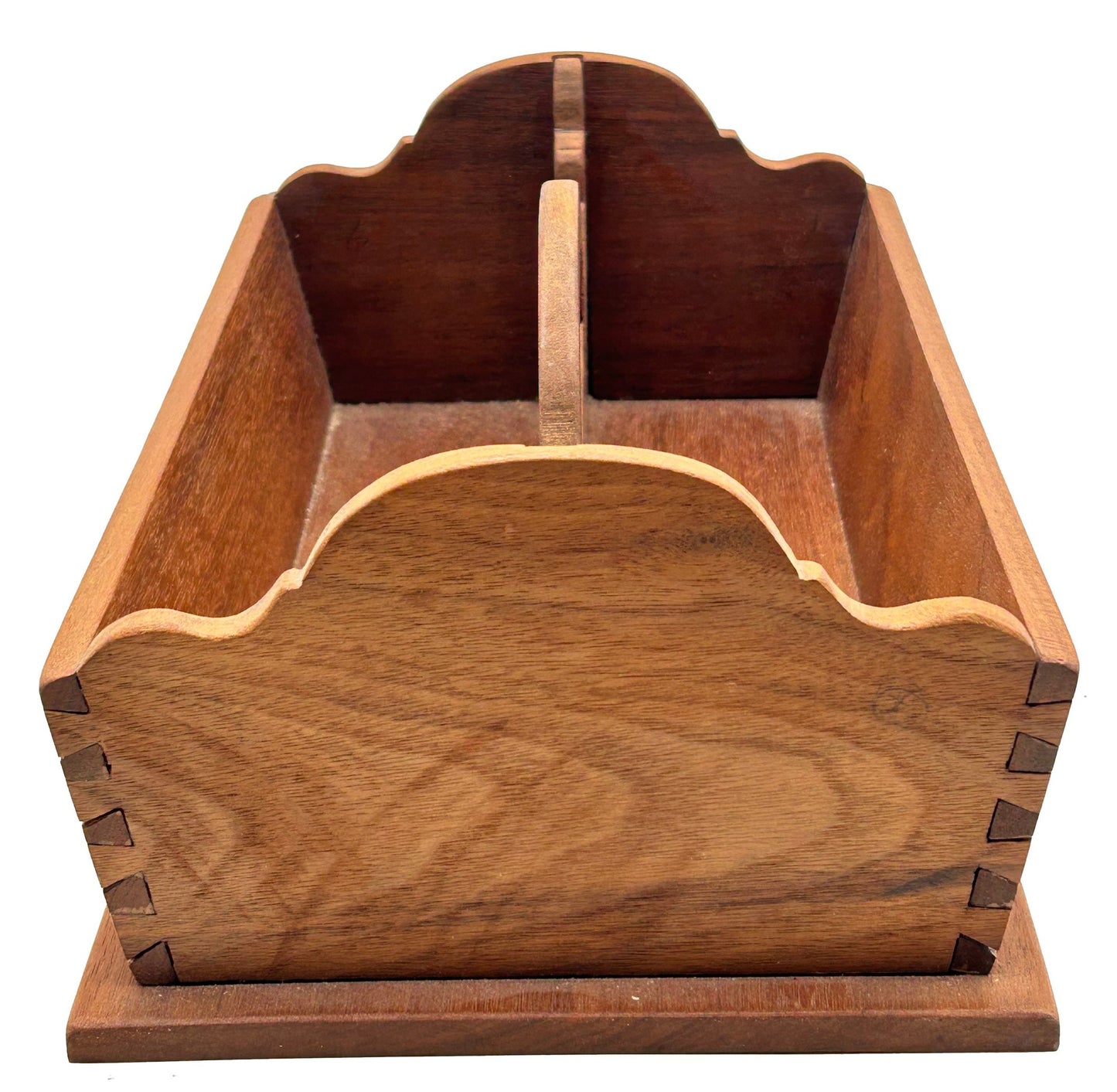 250326-8 Vintage Well Constructed Bench Made Primitive Style Utensil Caddy, 14" X 8.25" X 5"H